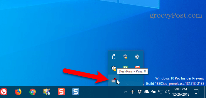 Kliknutím na ikonu DeskPins na paneli úloh systému Windows získate špendlík
