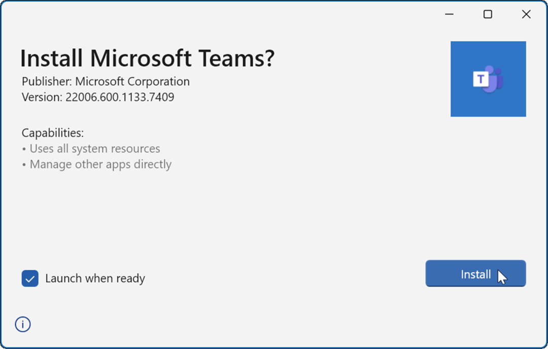 inštalácia tímov Microsoft sa nenačítava