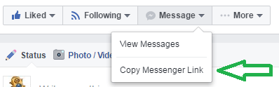 Nájdite odkaz na Messenger na svojej stránke na Facebooku.
