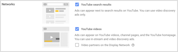 Nastavenia sietí pre kampaň Google AdWords.