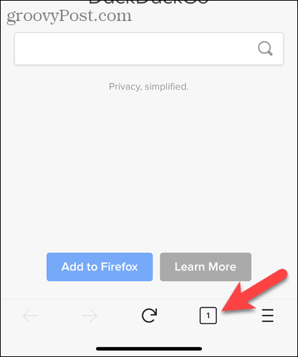 Klepnite na tlačidlo karty vo Firefoxe pre iOS