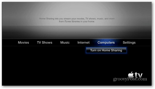 Apple TV Zapnite zdieľanie domov