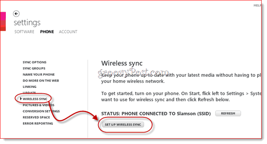 Bezdrôtová synchronizácia so systémom Windows Phone 7 so systémom Zune