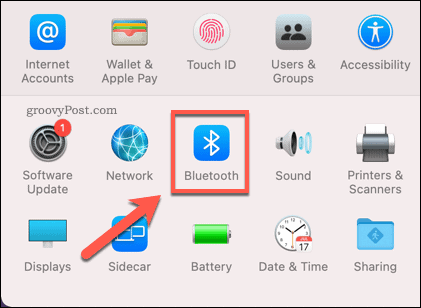 Otvorenie ponuky nastavení Bluetooth v systéme Mac