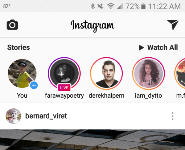 Príbehy Instagramu sa zobrazujú v hornej časti vášho nového informačného kanála.