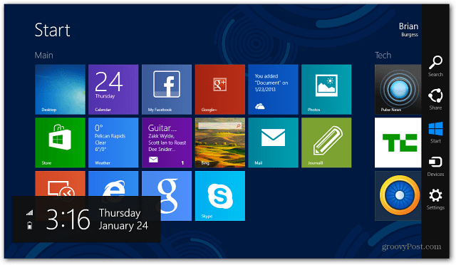 Panel s príveskami systému Windows 8