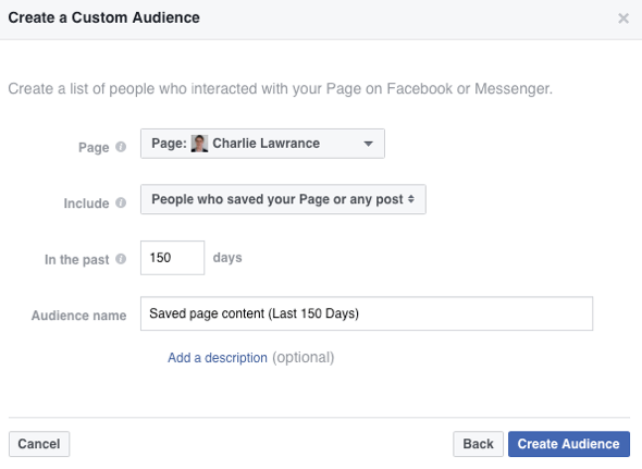 Vytvorte si vlastné publikum ľudí, ktorí si uložili vašu stránku na Facebooku alebo uverejnili príspevok.