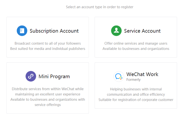 Nastavte WeChat pre podnikanie, krok 2.