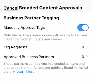 Nastavenia schválenia obsahu pre Instagram pre obchodný profil