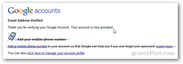 e-mailová adresa účtu Google bola overená