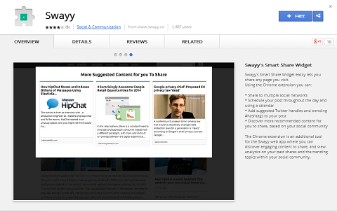 Swayy má tiež rozšírenie Google Chrome, ktoré uľahčuje zdieľanie objavov obsahu.