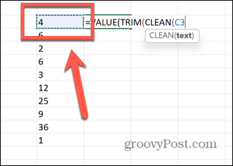 excel hodnota trim clean select cell