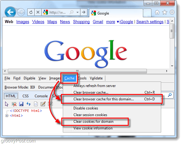 Ako vyčistiť medzipamäť programu Internet Explorer 9 a súbory cookie pre jednotlivé stránky