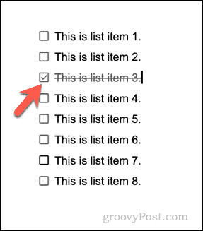 Príklad kontrolného zoznamu v Dokumentoch Google