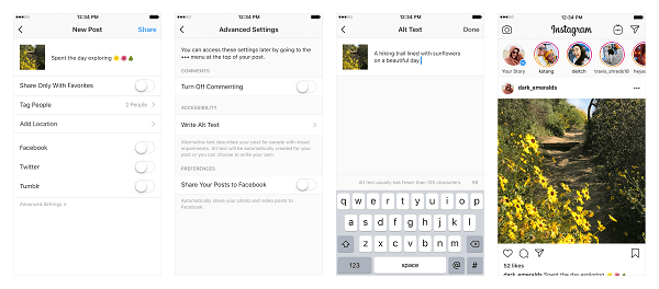 Instagram pridáva dve nové funkcie dostupnosti, ktoré majú zrakovo postihnutí používatelia pomôcť prístup k fotografiám a videám zdieľaným na platforme.