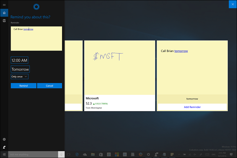 Tip na aktualizáciu výročia systému Windows 10: Používajte atramentovú tlač s poznámkami Sticky Notes a Cortana