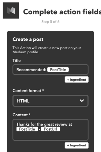 Môžete tiež vytvoriť applet IFTTT na odporúčanie príspevku z média vo vašom vlastnom účte Medium.