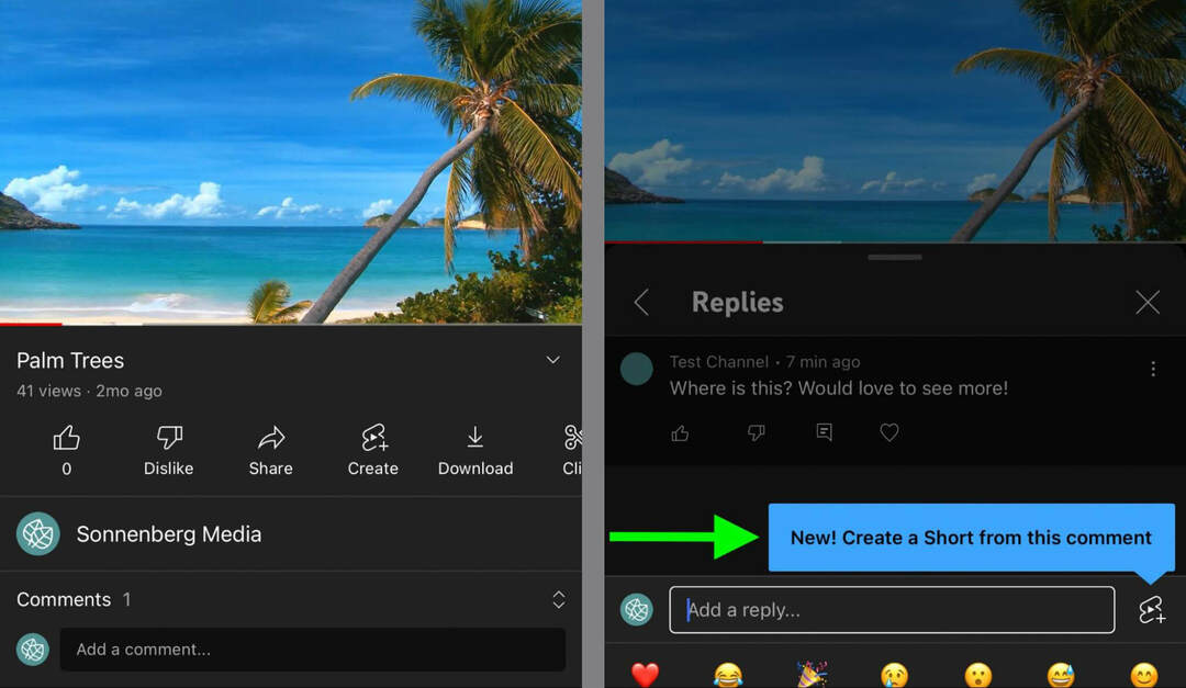 ako-reagovať-na-komentáre-youtube-s-kraťasami-vybrať-klepnutím-komentár-ikona-odpovede-vyskakovacieho-ikona-spúšťača-šortky-tvorby-pracovný-proces-sonnenbergmedia-príklad-2-