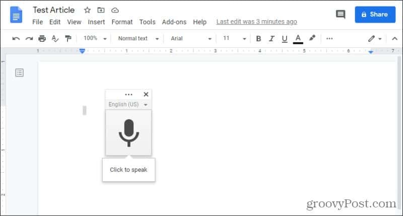 hlasový mikrofón google docs
