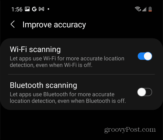 Android Samsung Skenovanie Wi-Fi Kalibrácia máp Google