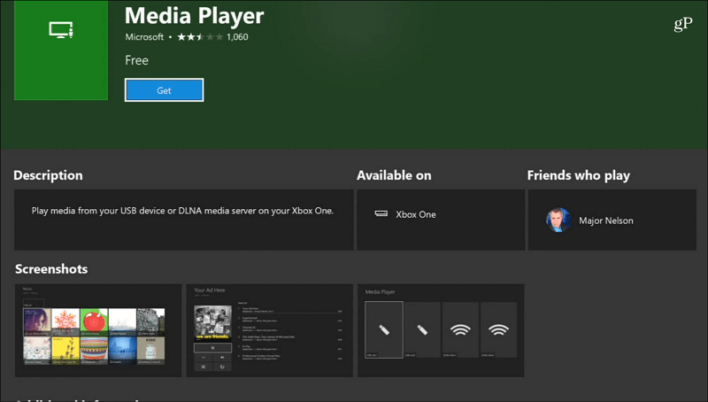 Aplikácia Media Player App Xbox One