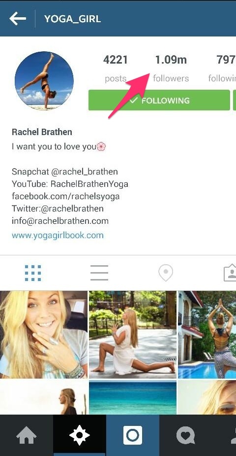 účet instagram pre yoga_girl
