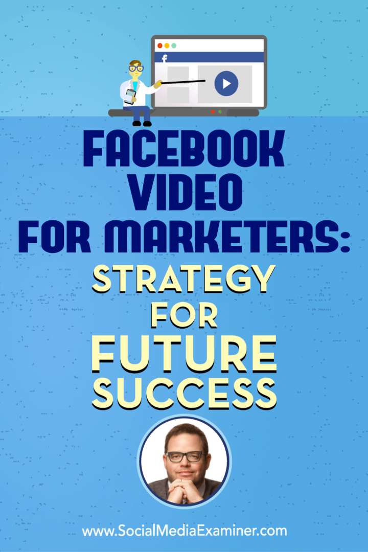 Facebookové video pre obchodníkov: Stratégia pre budúci úspech, ktorá obsahuje postrehy od Jay Baera z podcastu Social Media Marketing.