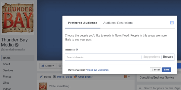 facebook preferované publikum