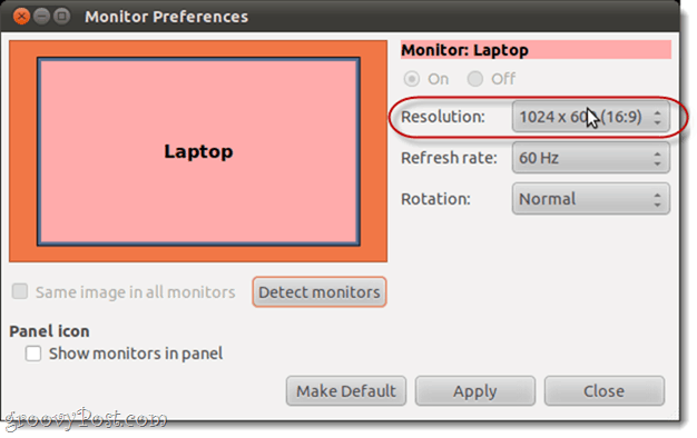 Ubuntu rozlíšenie obrazovky