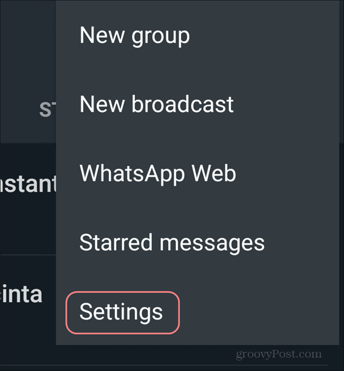 Odstráňte nastavenia účtu WhatsApp