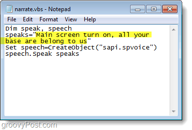 vytvoriť vypravca text v systéme Windows 7