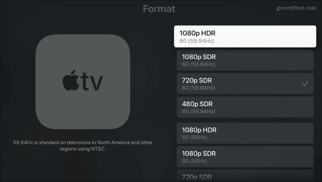 Zmeňte rozlíšenie displeja Apple TV