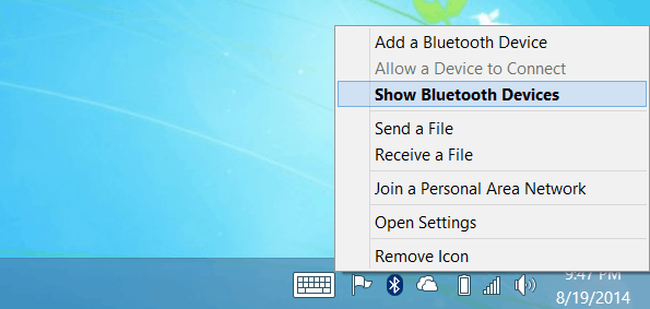 Zobraziť zariadenia Bluetooth