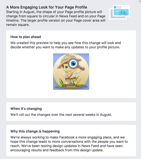 Facebook mení profilové fotografie stránky zo štvorcových na kruhové.