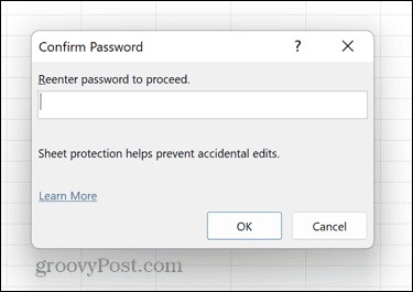 Excel potvrďte heslo