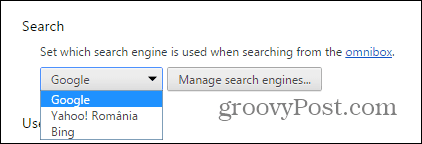 Poskytovateľ vyhľadávania Chrome
