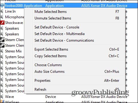 Vypnutie zvuku hlavnej aplikácie SoundVolumeView