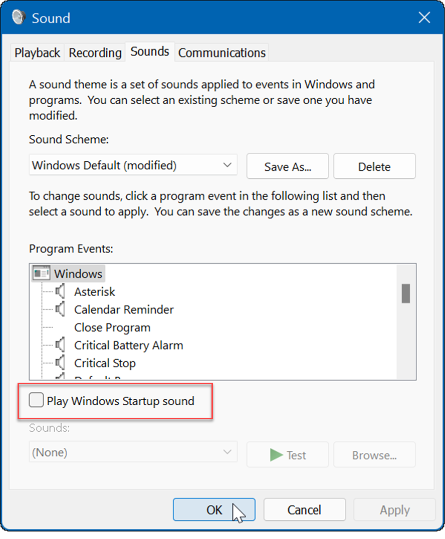 spravovať systémové zvuky v systéme Windows 11