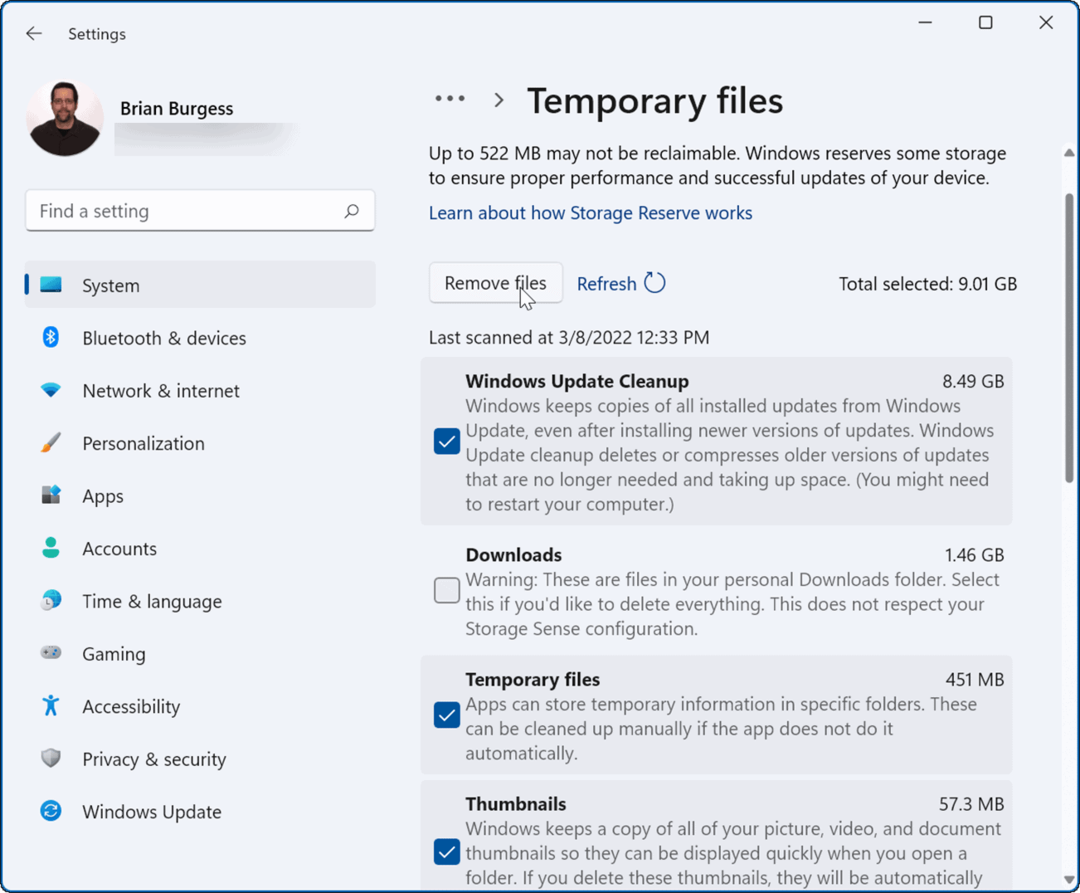 odstráňte dočasné súbory Windows Update Cleanup