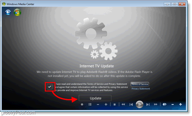 Windows 7 Media Center - inštalácia aktualizácie internetového televízora