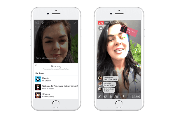 Facebook testuje Lip Sync Live, novú funkciu, ktorá umožňuje používateľom vybrať si populárnu skladbu a predstierať, že ju spieva vo vysielaní na Facebooku Live.
