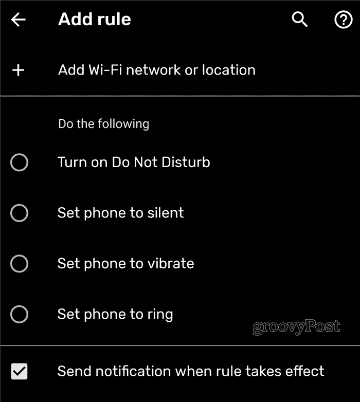 Pravidlá pre Android Pridať pravidlo