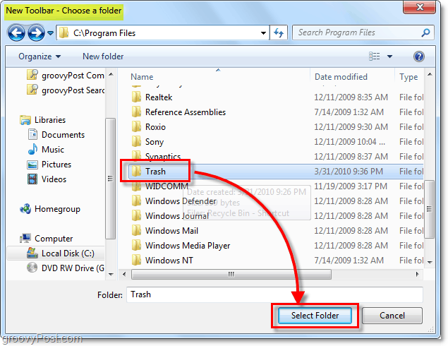 Ako pripnúť plne funkčný kôš na panel úloh systému Windows 7
