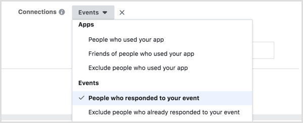 zacieliť reklamy na Facebooku na ľudí, ktorí odpovedali na udalosť