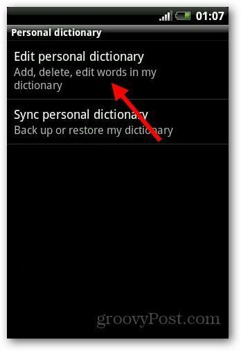 Pridajte slovník Android 5