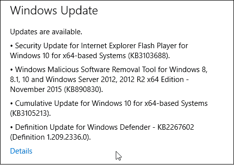Aktualizácia systému Windows 10 KB3105213