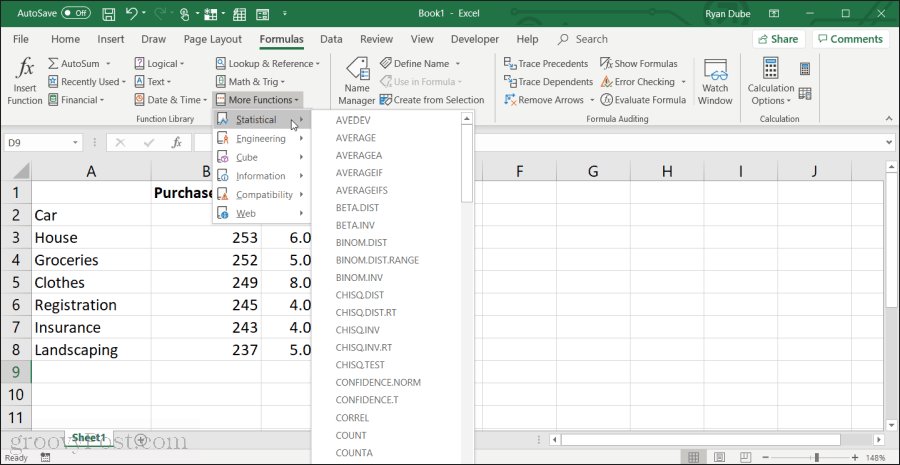 Výber priemeru v Exceli