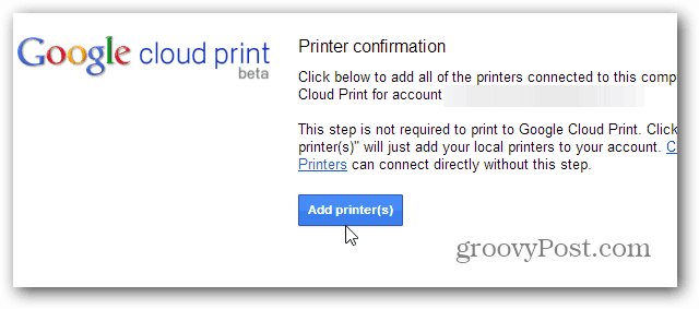 Pridať PRinters Cloud Print