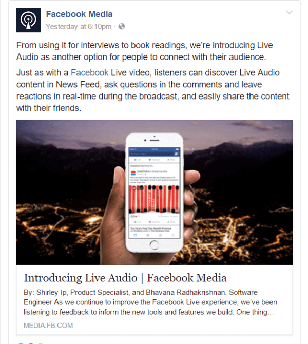 Facebook predstavil nový spôsob vysielania naživo na Facebooku pomocou živého zvuku.