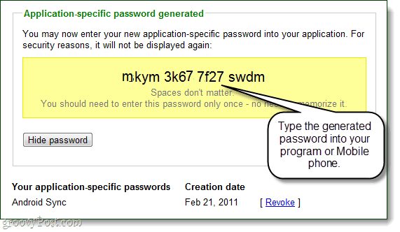 heslo pre konkrétnu aplikáciu vygenerované spoločnosťou Google pre váš účet
